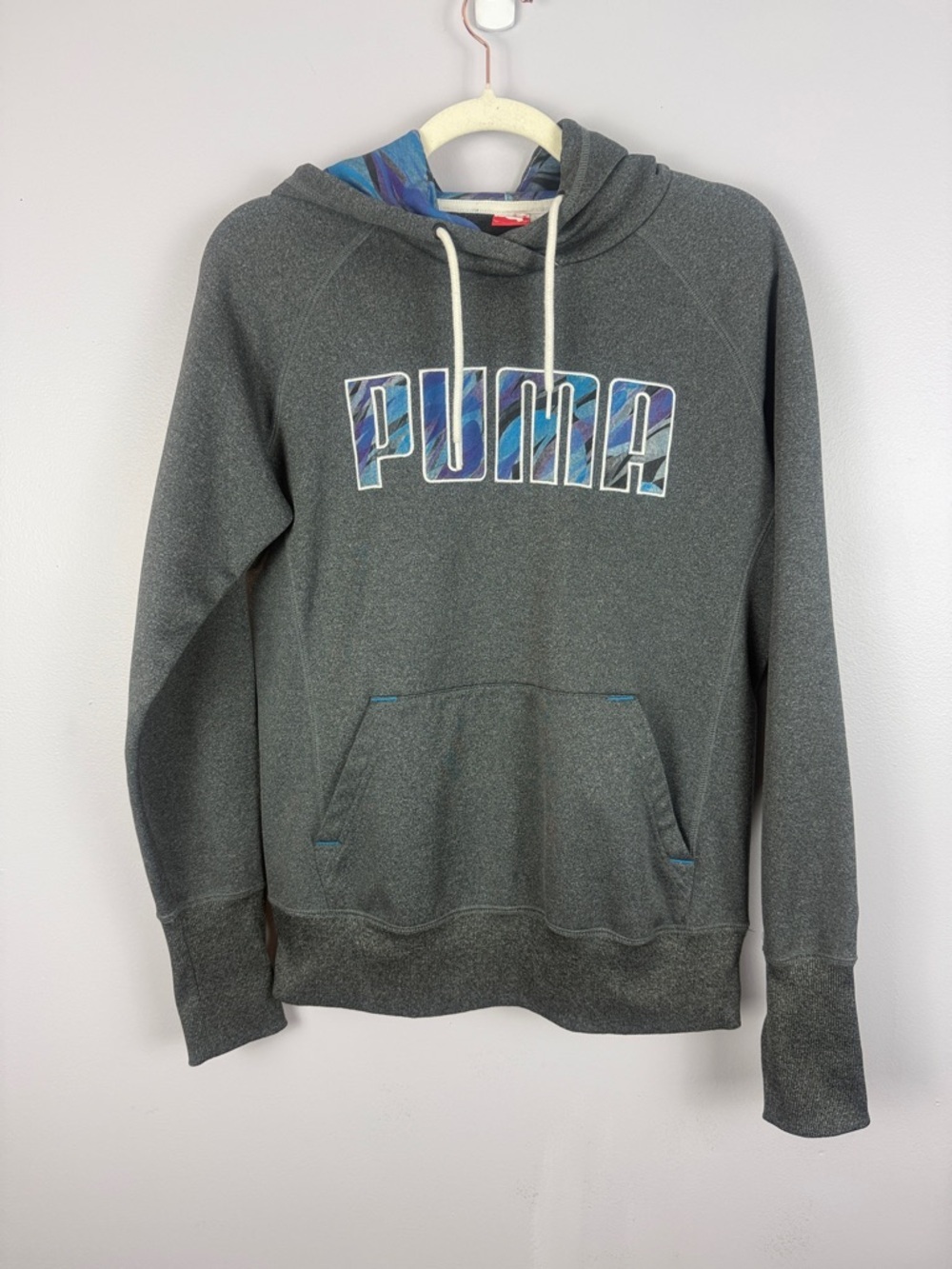 Puma Warm Cell Technical Pullover Hoodie - Heather Charcoal & Blue Women's Large - Picture 2 of 15